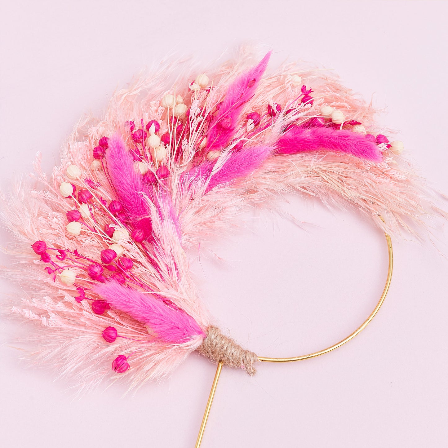 Dried Flower Ring (10cm) (Pinks & Pampas)