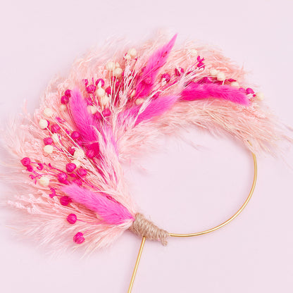 Dried Flower Ring (10cm) (Pinks & Pampas)