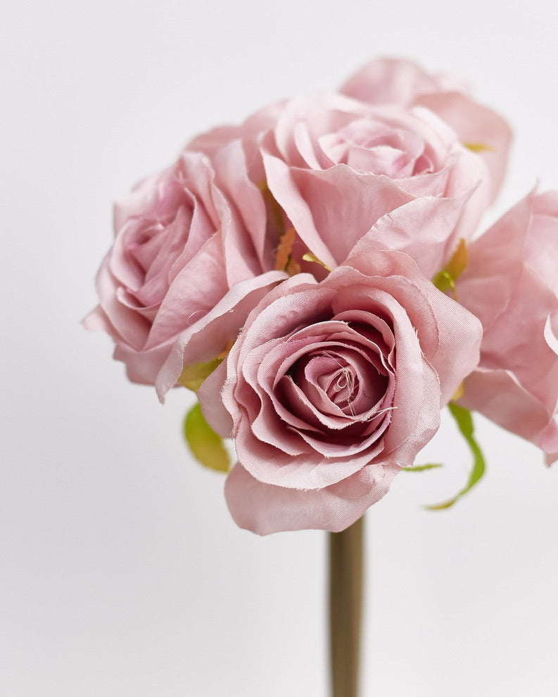 Artificial Silk Hand-Tied Bella Rose Bouquet - Vintage Mauve