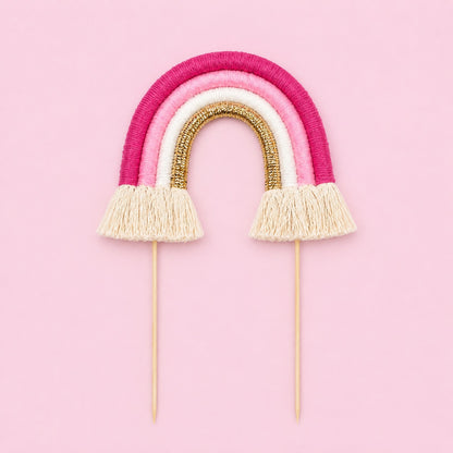 Rainbow Cake Toppers (Hot Pink, White & Gold)