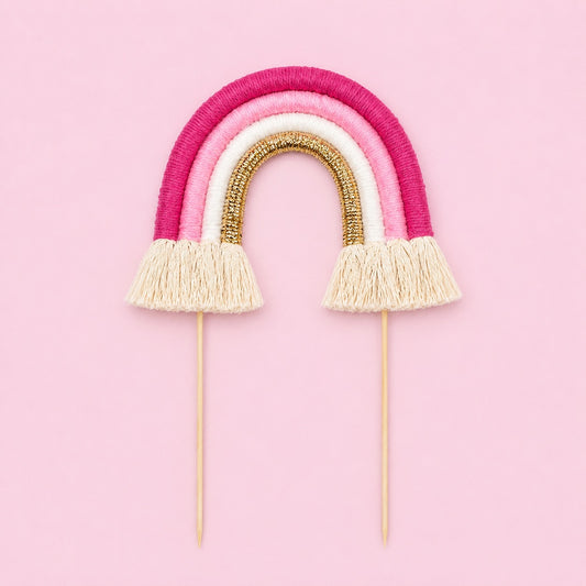 Rainbow Cake Toppers (Hot Pink, White & Gold)