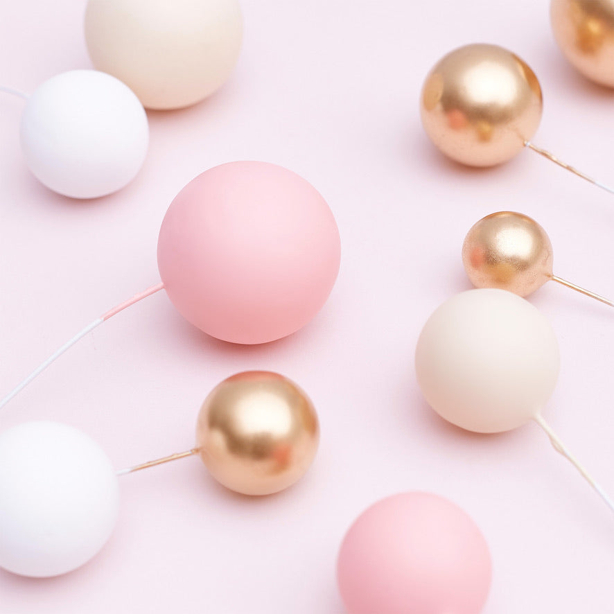 32 Pieces Cake Decorating Ball Sets - White, Gold, Light Pink & Ivory Beige