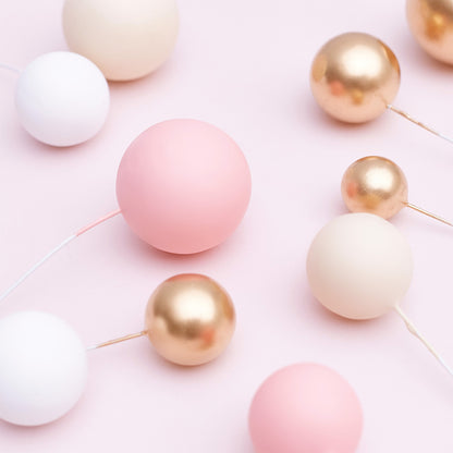 32 Pieces Cake Decorating Ball Sets - White, Gold, Light Pink & Ivory Beige