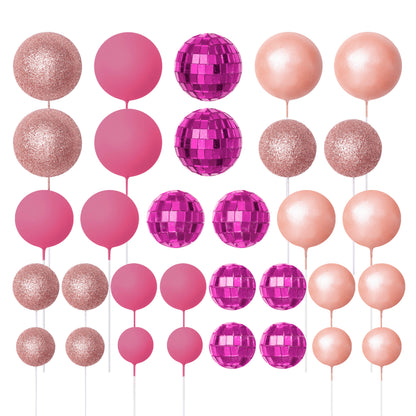 32 Piece Cake Decorating Glitter & Disco Ball Sets (Pink Disco, Pink, Pink Pearl & Pink Glitter)