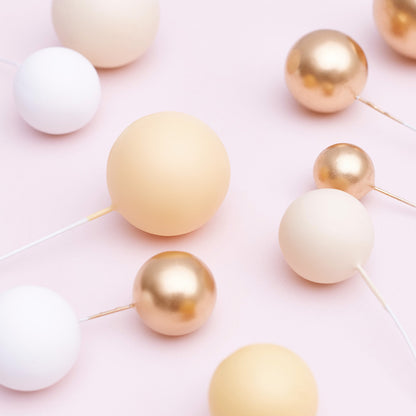 32 Pieces Cake Decorating Ball Sets - White, Gold, Lemon & Ivory Beige