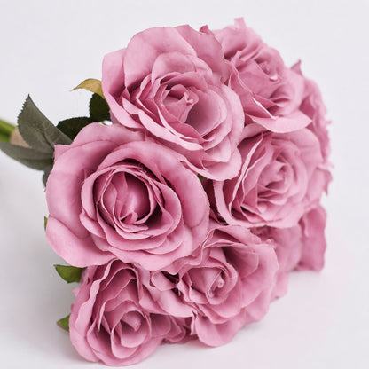 Artificial Silk Classic Rose Bouquet (Vintage Mauve)