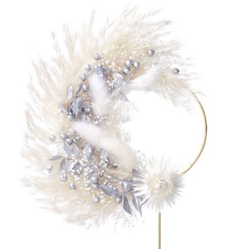 Dried Flower Ring (10cm) (Silver & White)