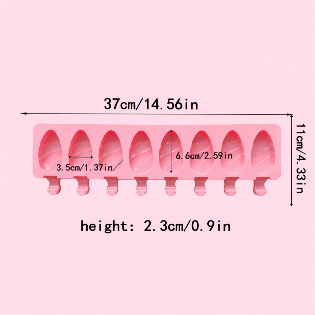 8-Cavity Teardrop Popsicle Silicone Mould