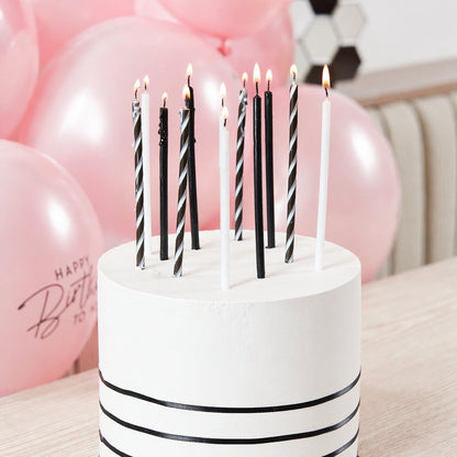 Black & White Tall Skinny Wax Candles - Pack of 12
