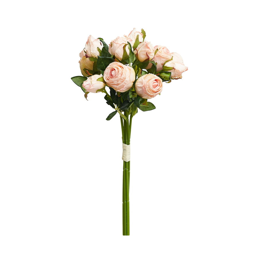 Dried Touch 12-Piece Small Rose & Tea Rose Stem Bouquet – Dusty Pale Pink