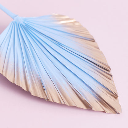Decorated Dried Palm Spear (Light Blue & Gold Ombre)