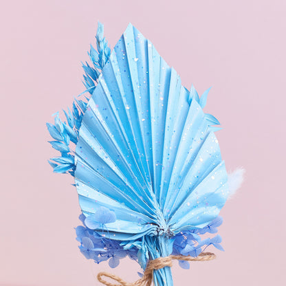 Dried Palm Spear Bouquet (Pastel Blue Glitter)