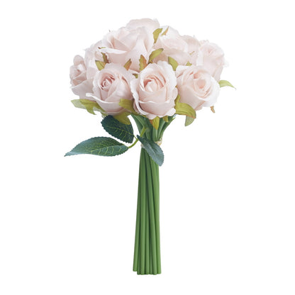 Silk Hand Tied Lila Bud Rose & Tea Rose Bouquet (Nude)