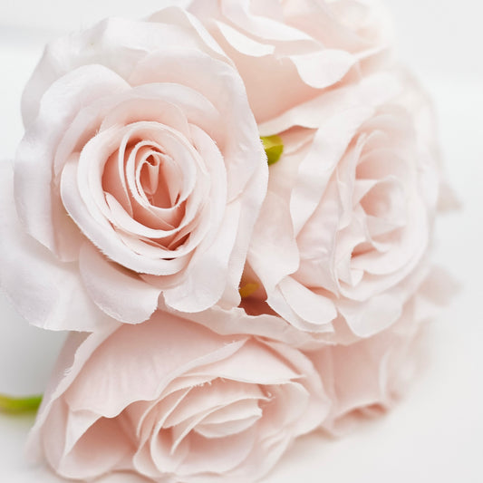 Artificial Silk Hand-Tied Bella Rose Bouquet - Nude Pink
