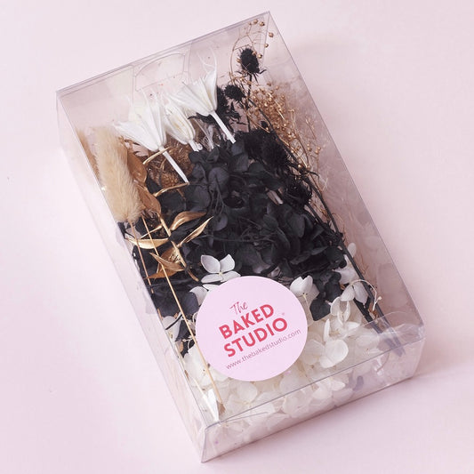 Deluxe Dried Flower Box (Black, White & Gold)