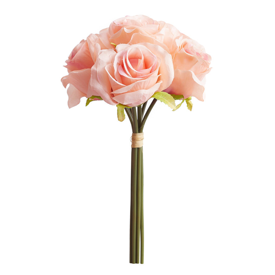 Artificial Silk Hand-Tied Bella Rose Bouquet - Peach Blush