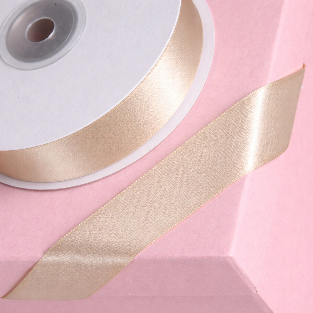 Double Sided Satin Ribbon 25m - Various Widths - COFFEE