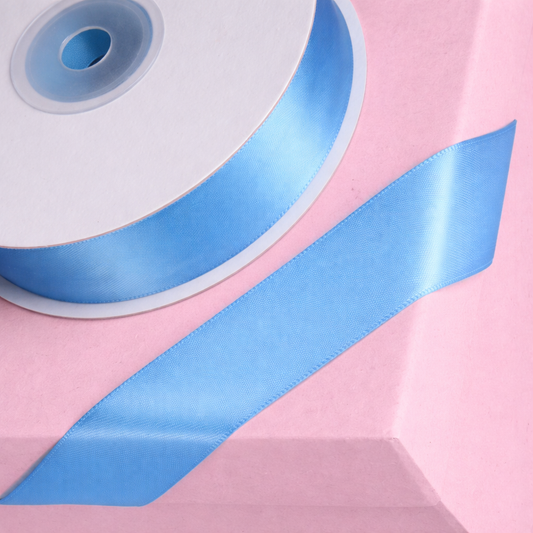 Double Sided Satin Ribbon 25m - Various Widths - CORNFLOWER