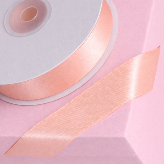 Double Sided Satin Ribbon 25m - Various Widths - PEACH