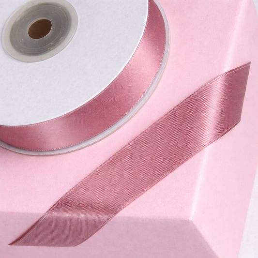 Double Sided Satin Ribbon 25m - Various Widths - DUSKY PINK