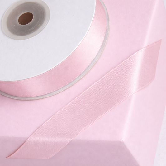 Double Sided Satin Ribbon 25m - Various Widths - PASTEL PINK