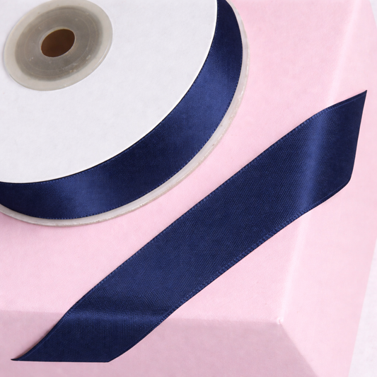 Double Sided Satin Ribbon 25m - Various Widths - NAVY BLUE