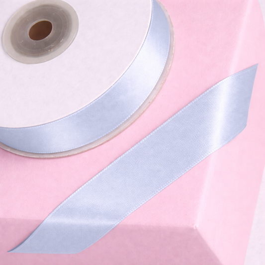 Double Sided Satin Ribbon 25m - Various Widths - PASTEL BLUE