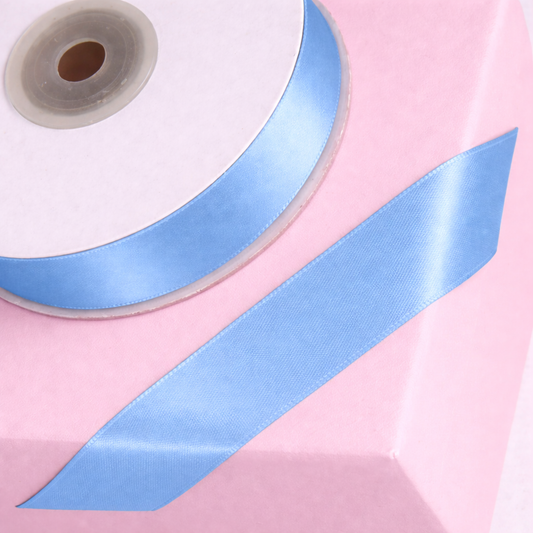 Double Sided Satin Ribbon 25m - Various Widths - SKY BLUE