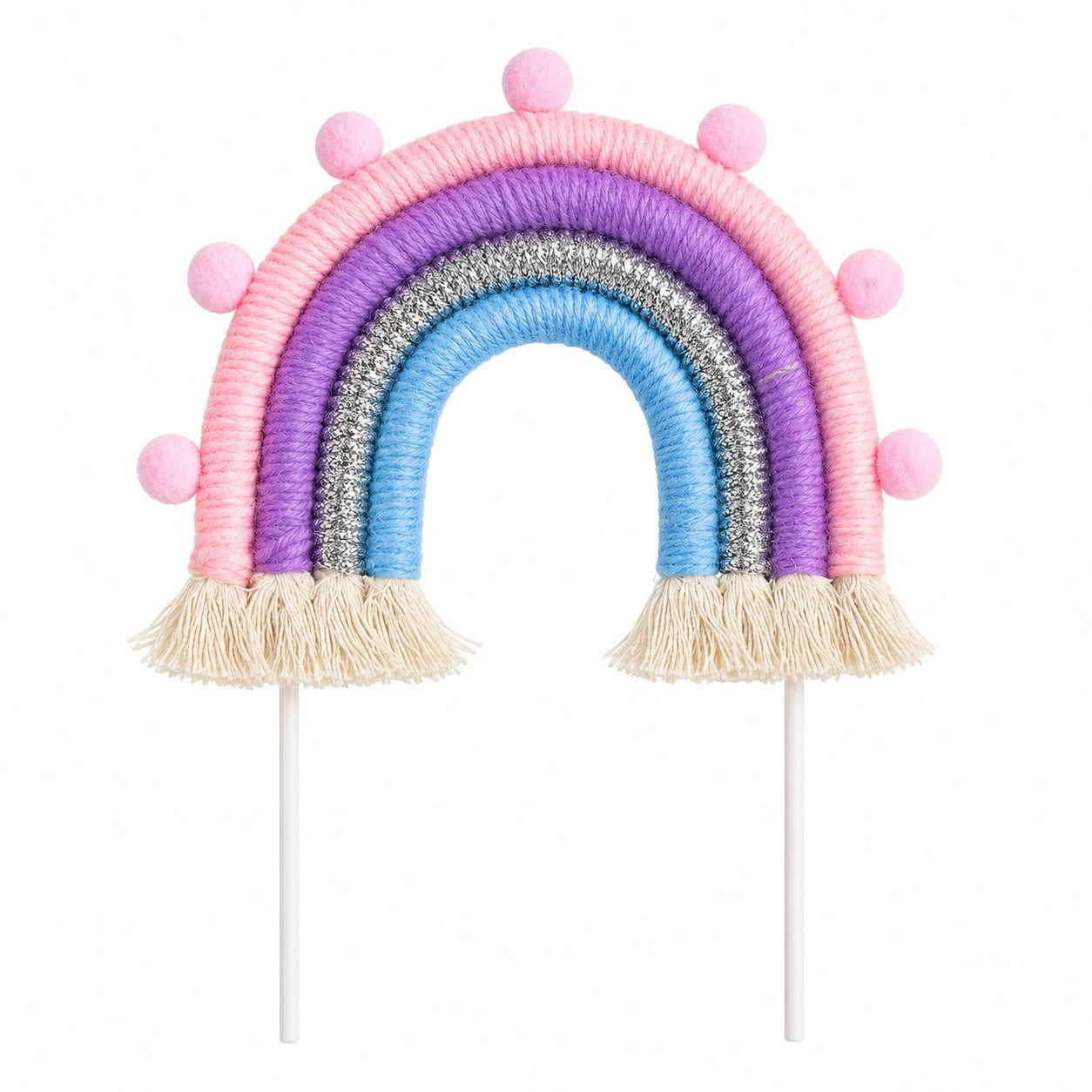Rainbow Cake Toppers (Small) (Pastel Pink, Blue, Purple & Silver)