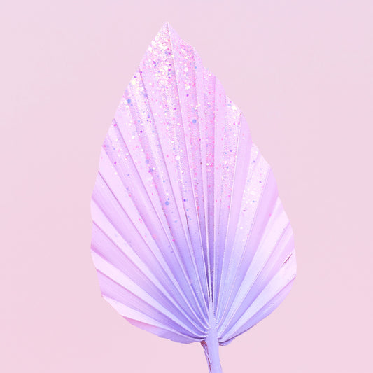 Decorated Dried Palm Spear (Candy Pink & Purple Ombre Glitter)