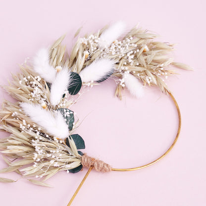 Dried Flower Ring (10cm) (Oats & Eucalyptus - White)