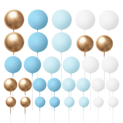 32 Pieces Cake Decorating Ball Sets - White, Gold, Light Blue & Blue