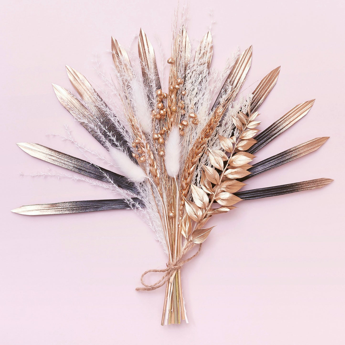 Dried Sun Palm Bouquets (Black Gold & White)