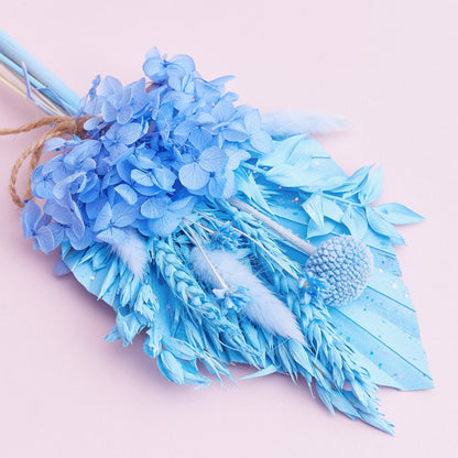 Dried Palm Spear Bouquet (Pastel Blue Glitter)