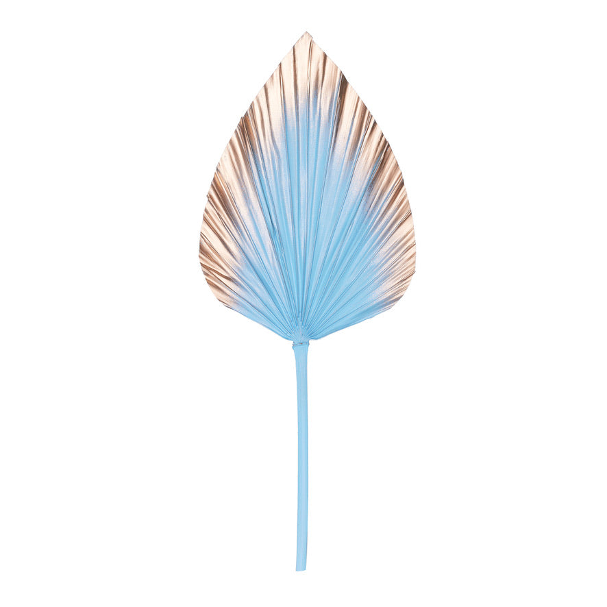 Decorated Dried Palm Spear (Light Blue & Gold Ombre)