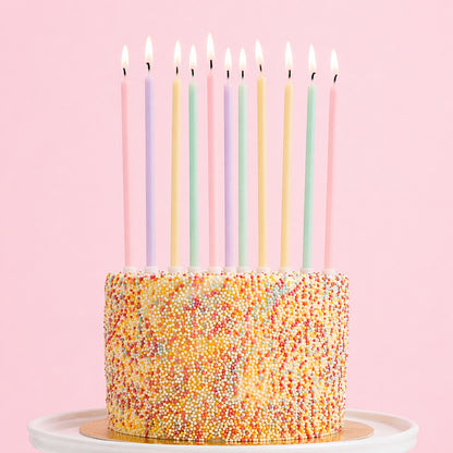 Pastel Tall Skinny Wax Candles - Pack of 12