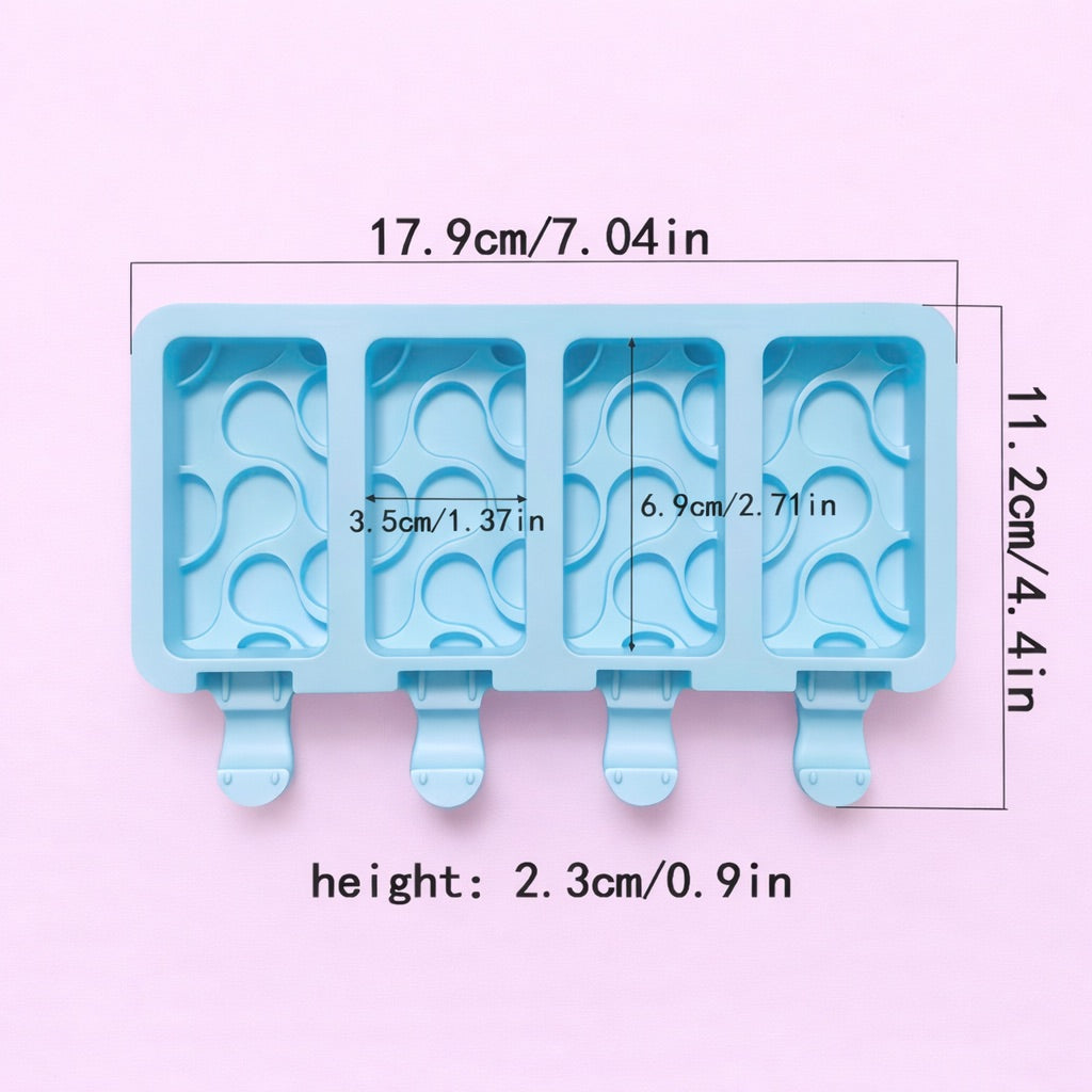 4-Cavity Rectangular Popsicle Silicone Mould (Style 3)