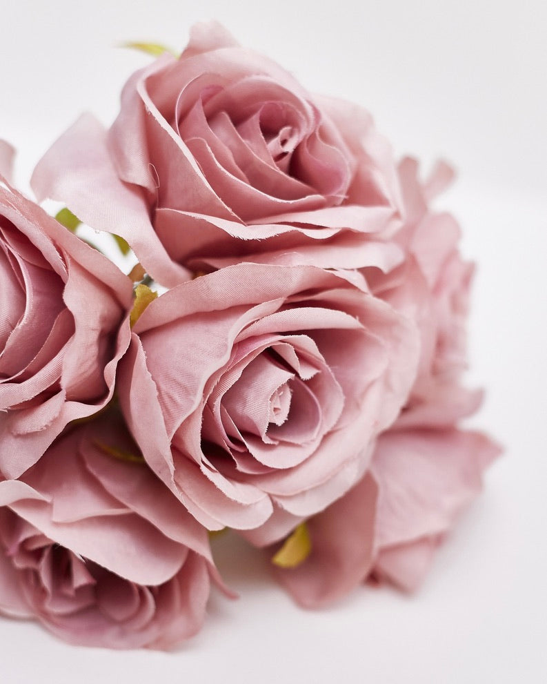 Artificial Silk Hand-Tied Bella Rose Bouquet - Vintage Mauve
