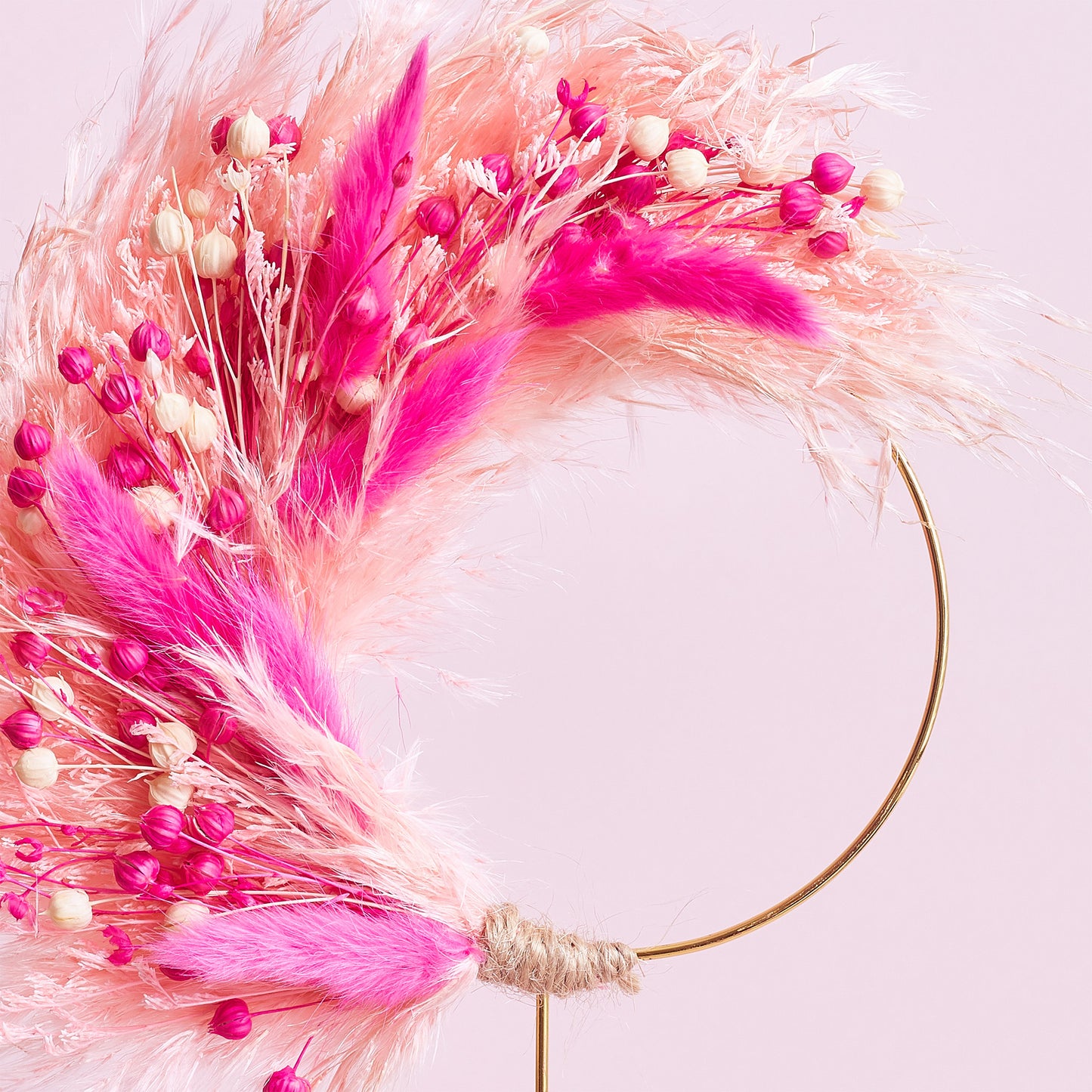 Dried Flower Ring (10cm) (Pinks & Pampas)