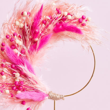Dried Flower Ring (10cm) (Pinks & Pampas)