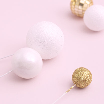 32 Piece Cake Decorating Glitter & Disco Ball Sets (Gold Disco, Gold Glitter, White Pearl & White Glitter)