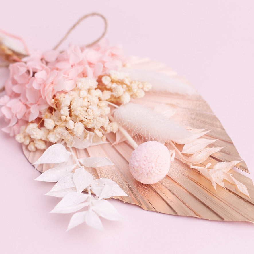Dried Palm Spear Bouquet (Gold, Pink & White)