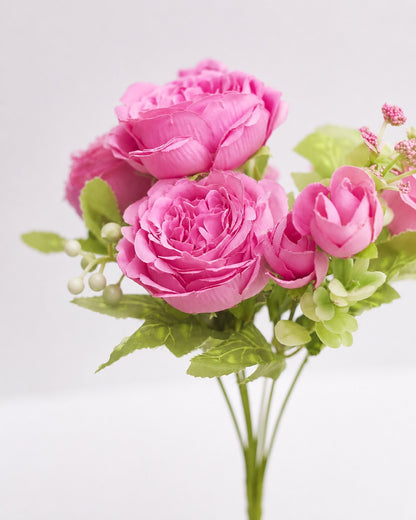 Artificial Silk Peony & Tea Rose Bouquet (Pretty Rose)