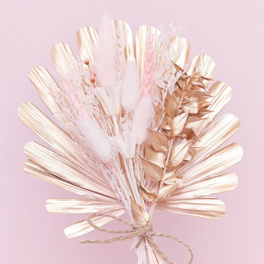 Dried Shell Palm Bouquet (Pink, Gold & White)
