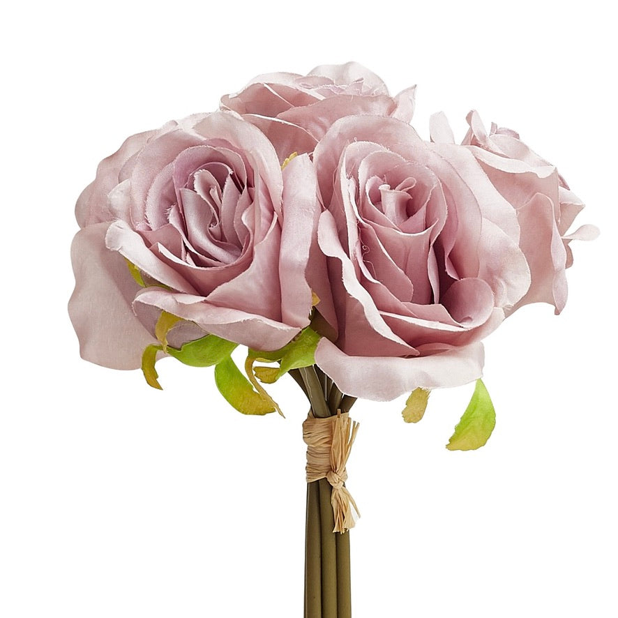 Artificial Silk Hand-Tied Bella Rose Bouquet - Vintage Mauve