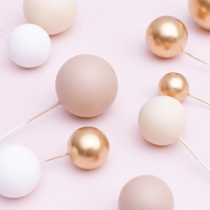 32 Pieces Cake Decorating Ball Sets - White, Gold, Ivory Beige & Latte