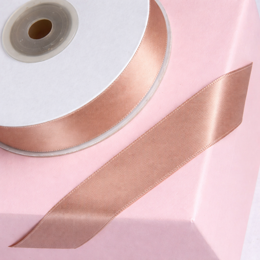 Double Sided Satin Ribbon 25m - Various Widths - ROSE GOLD