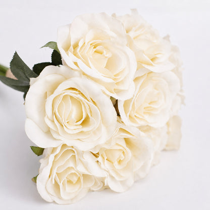 Artificial Silk Classic Rose Bouquet (Ivory)