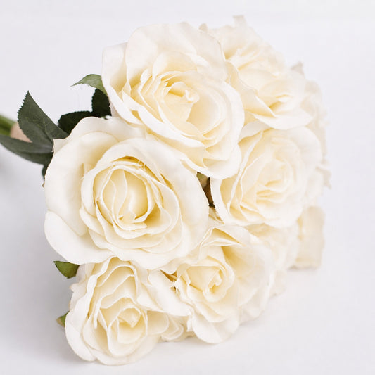 Artificial Silk Classic Rose Bouquet (Ivory)