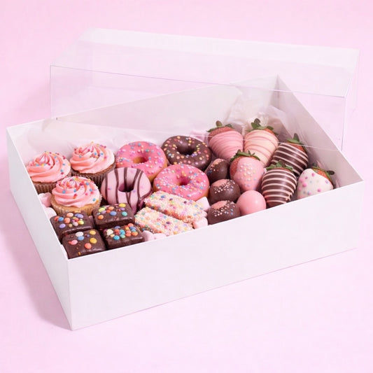 The Baked Studio – Deluxe Treat & Cookie Boxes with Clear Lid - White (Pack of 5)
